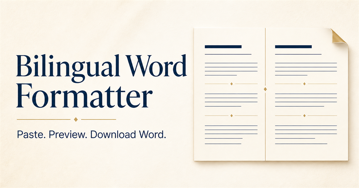 Legaltrans Bilingual Word Formatter for creating editable side-by-side documents